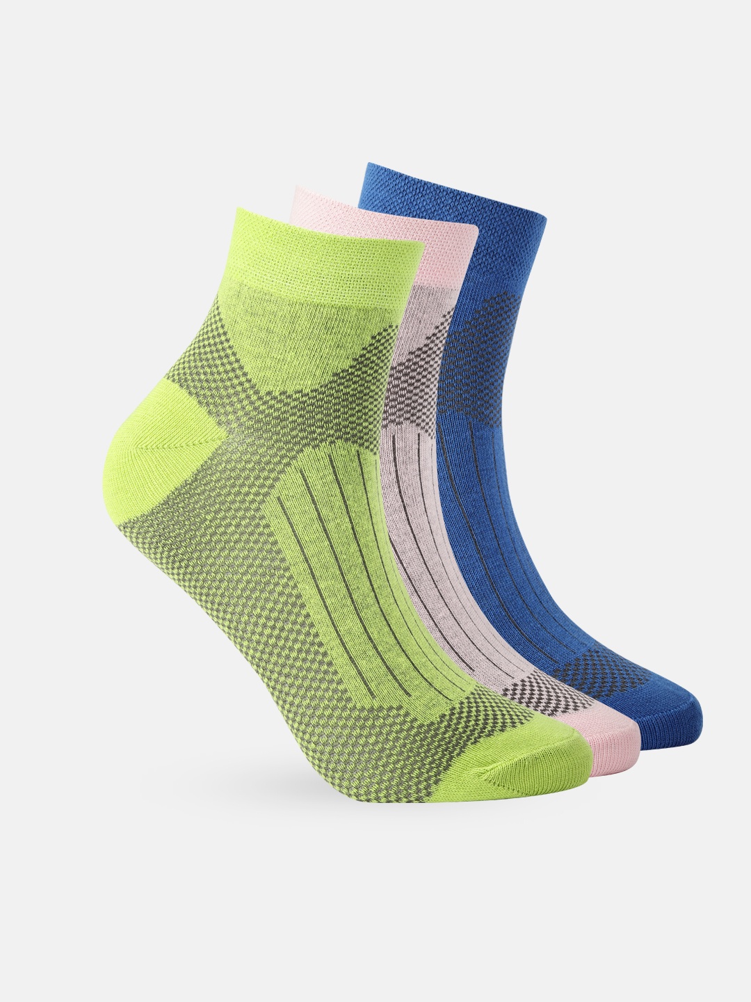 

DressBerry Women Set of 3 Patterned Ankle-Length Socks, Green
