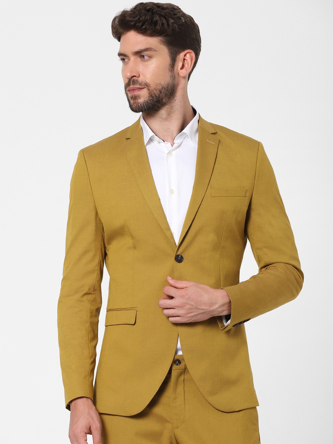 

SELECTED Men Yellow Solid Single-Breasted Formal Blazer