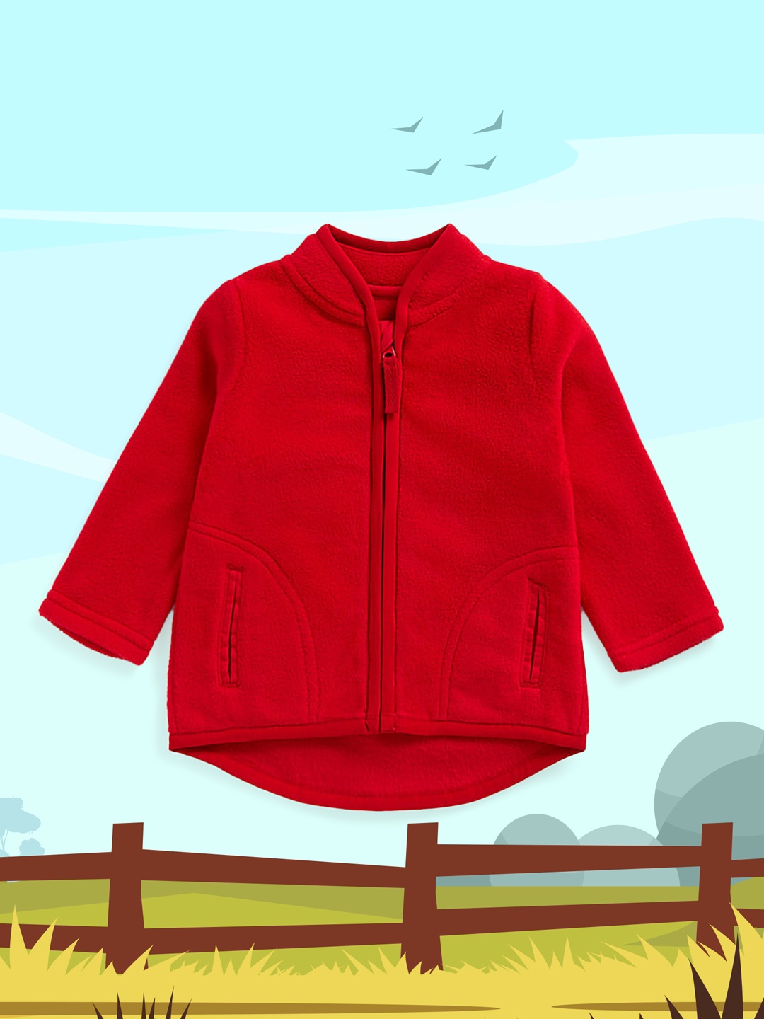 

mothercare Girls Red Solid Open Front Jacket
