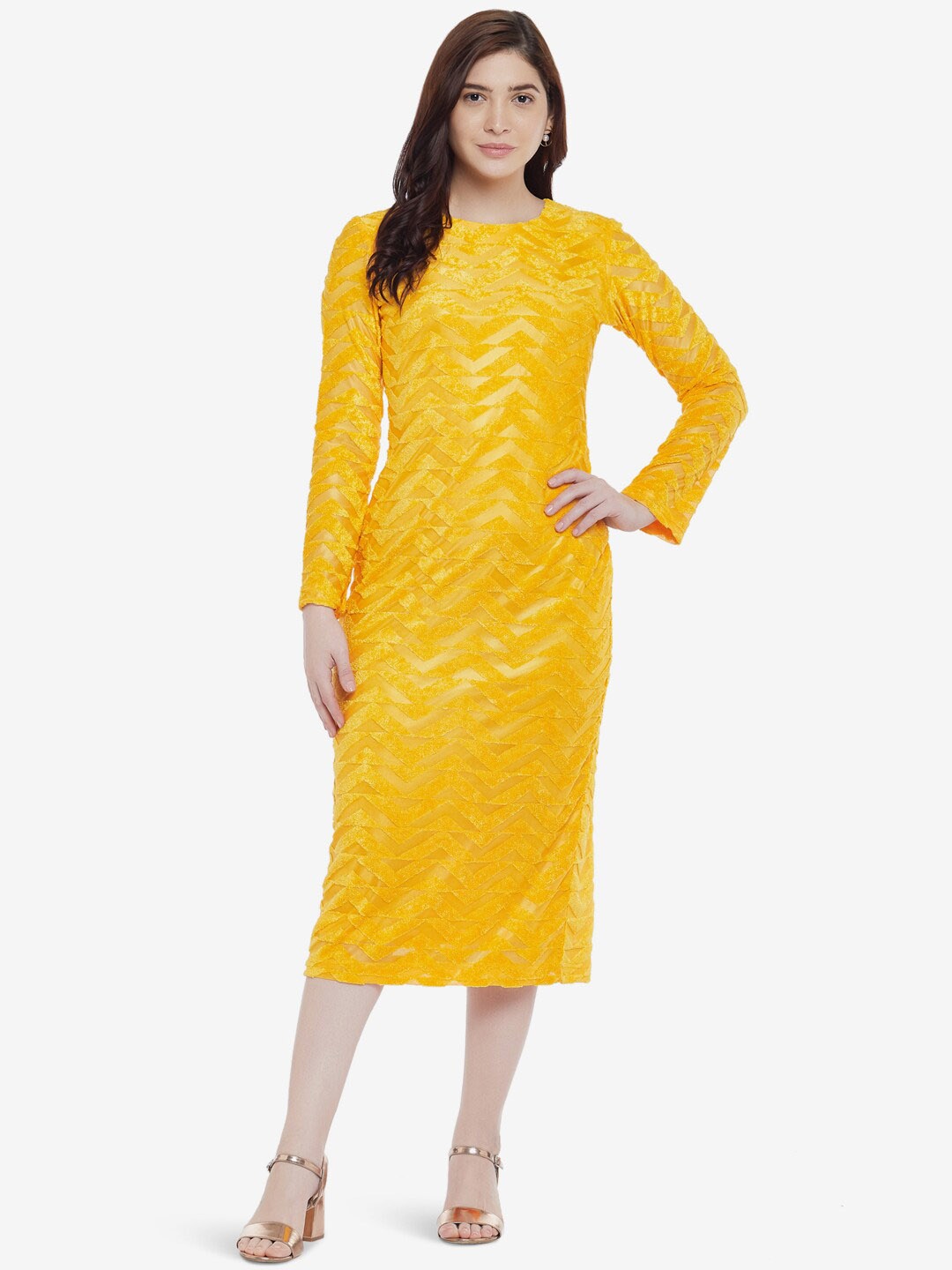 

Emmyrobe Yellow Sheath Midi Dress