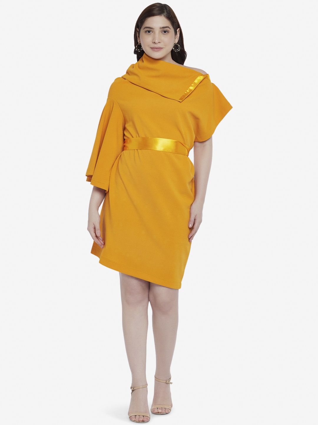 

Emmyrobe Orange One Shoulder Sheath Dress
