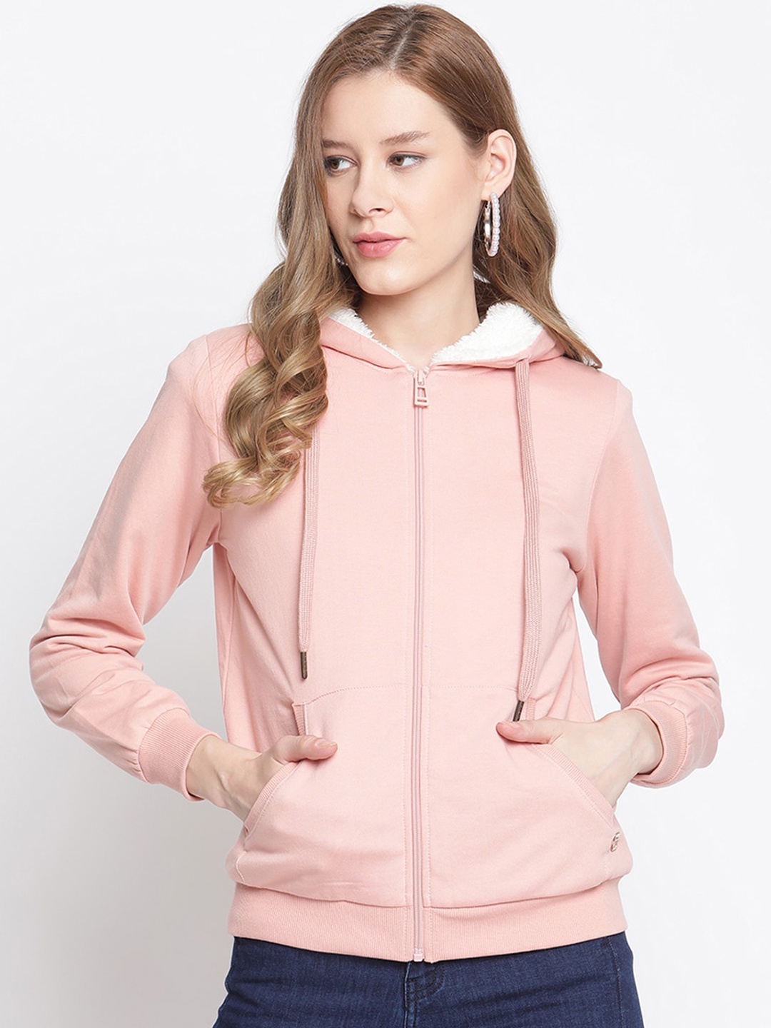 

Madame Women Pink Hooded Sweatshirt