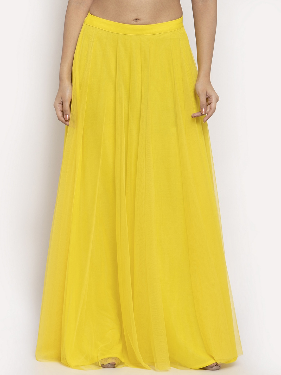 

Just Wow Women Yellow Solid Flared Maxi Skirt