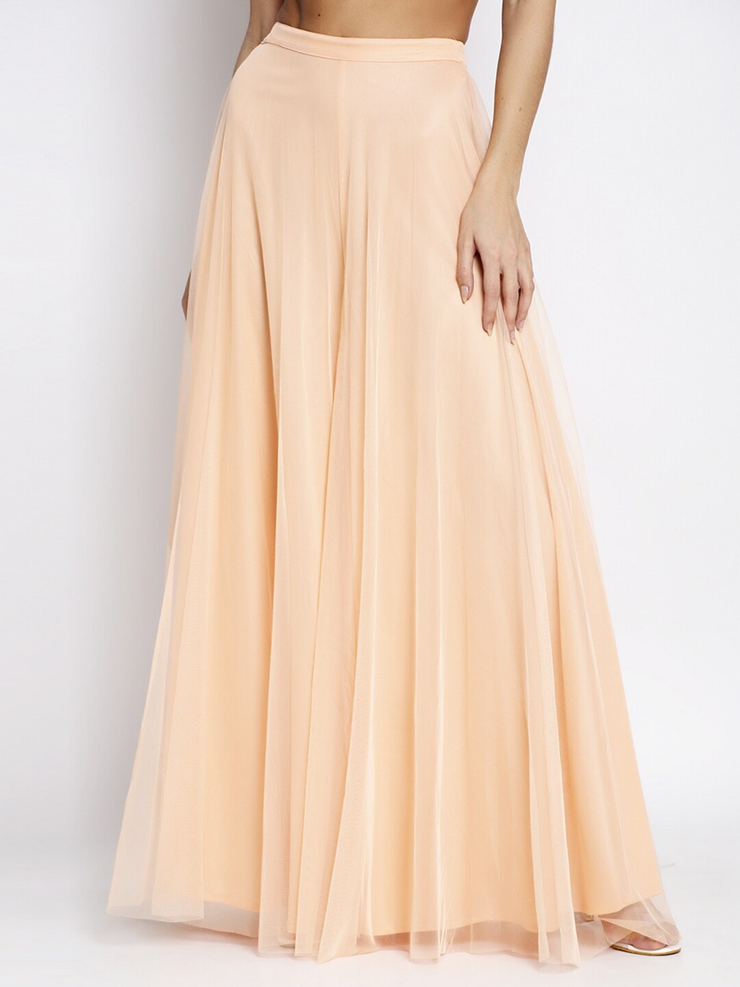 

Just Wow Women Beige Flared Crepe Palazzos