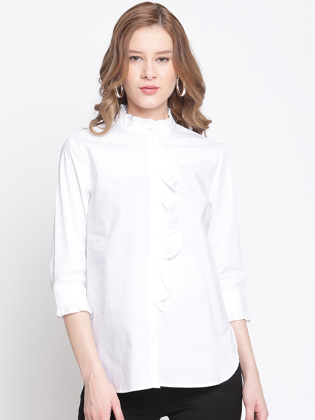 

Madame Women White Opaque Casual Shirt