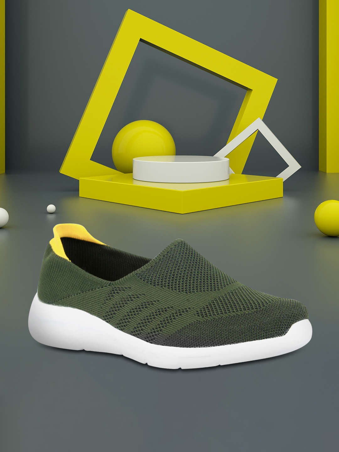 

ID Men Olive Green Running Non-Marking Shoes