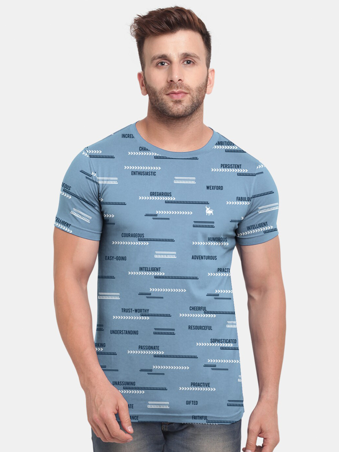 

BULLMER Men Blue Printed Cotton T-shirt