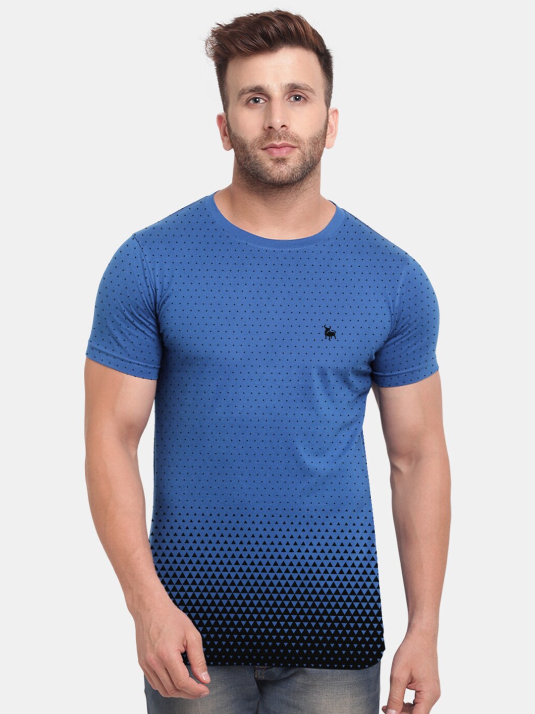 

BULLMER Men Blue Printed Cotton T-shirt