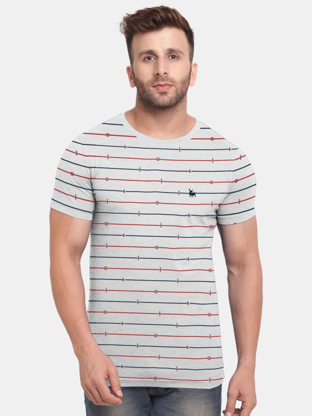 

BULLMER Men White Printed Pockets T-shirt