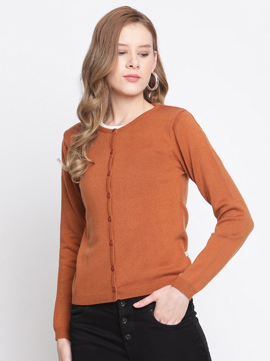 

Madame Women Brown Woollen Cardigan Sweater
