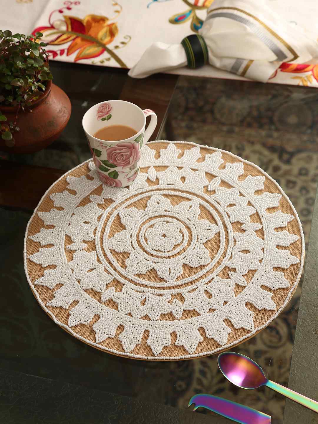 

Amoliconcepts Brown Handbeaded Table Placemats
