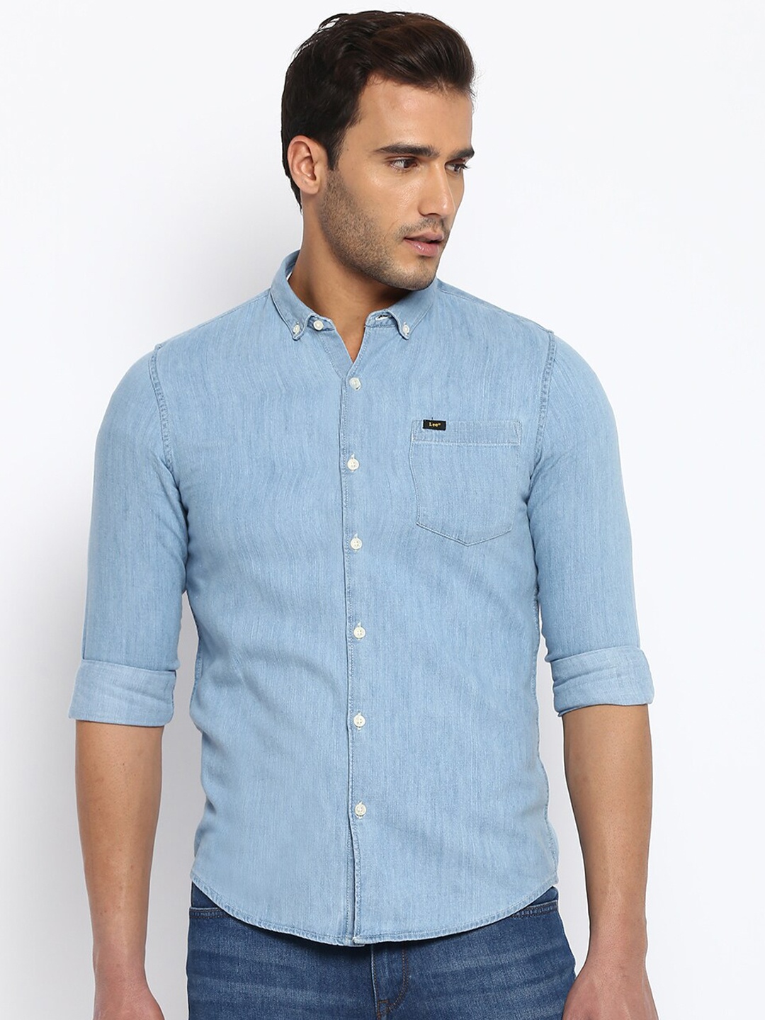 

Lee Men Blue Polo Collar Pockets T-shirt