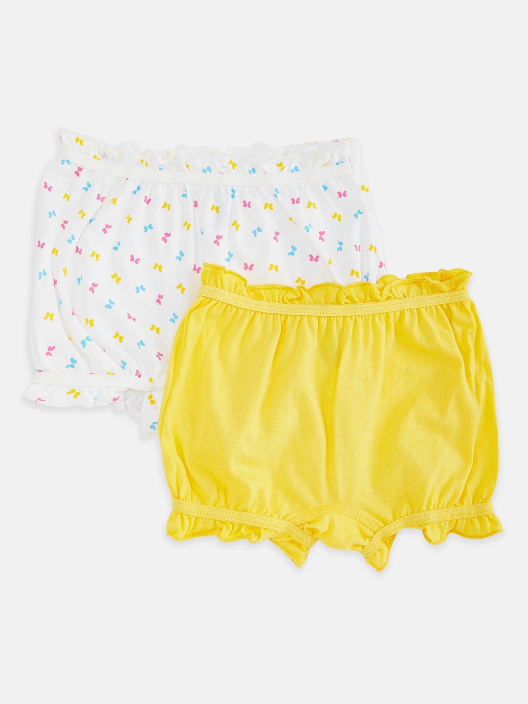 

Pantaloons Baby Girls Pack Of 2 Assorted Pure Cotton Basic Briefs, Yellow