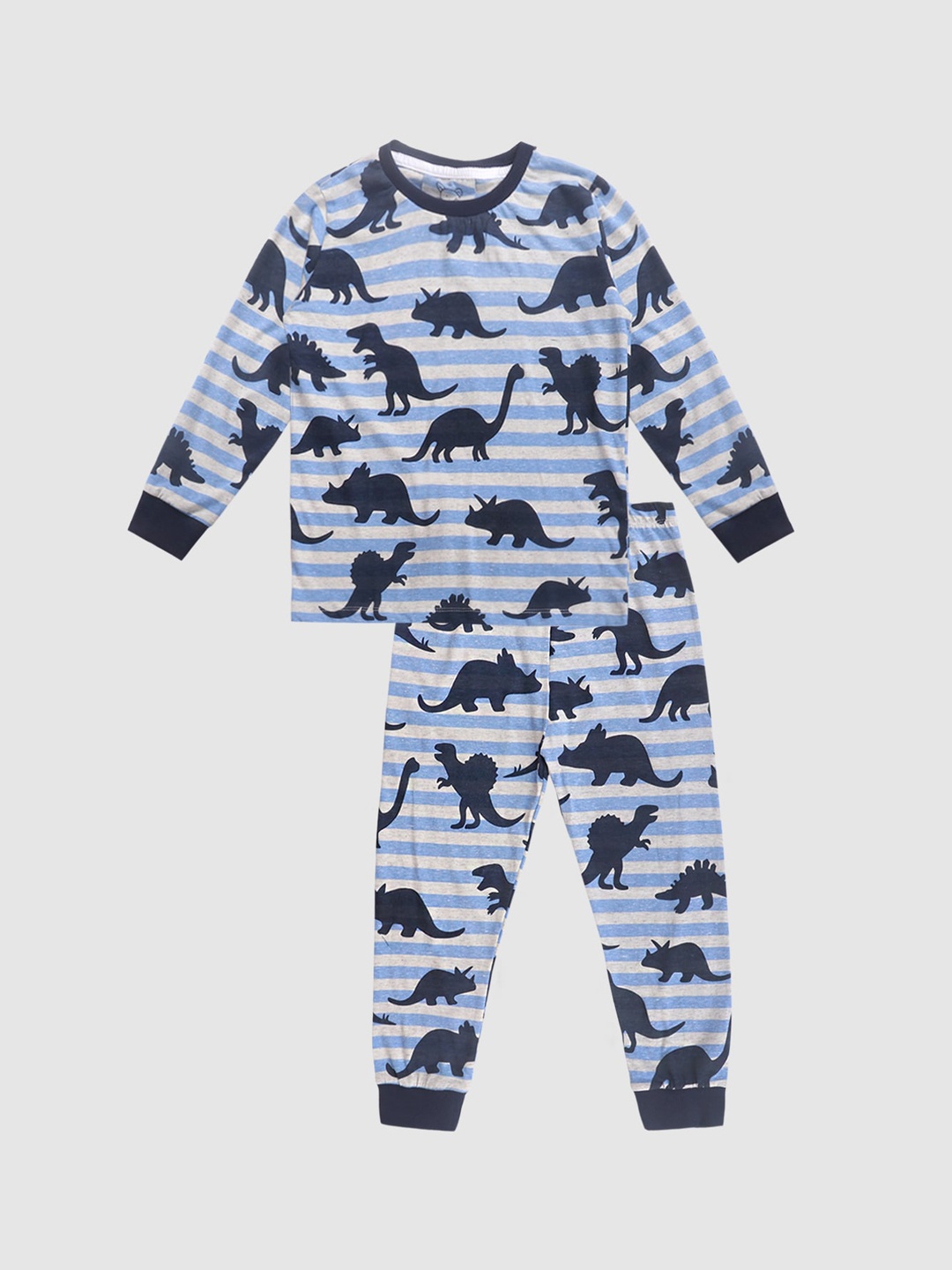 

Lazy Shark Boys Navy Blue & Black Graphic Printed Night Suit