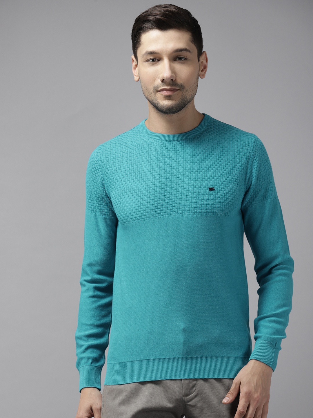 

Blackberrys Men Blue Self Design Pullover