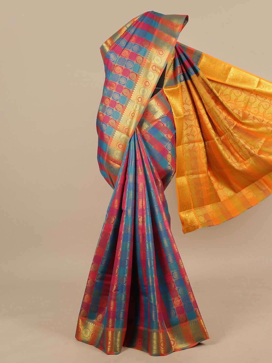 

Pothys Blue & Pink Woven Design Zari Art Silk Saree