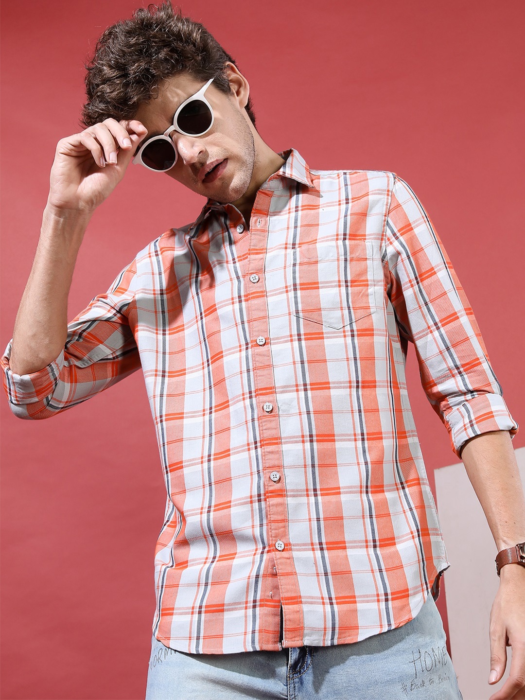 

HIGHLANDER Slim Fit Tartan Checked Casual Shirt, Multi
