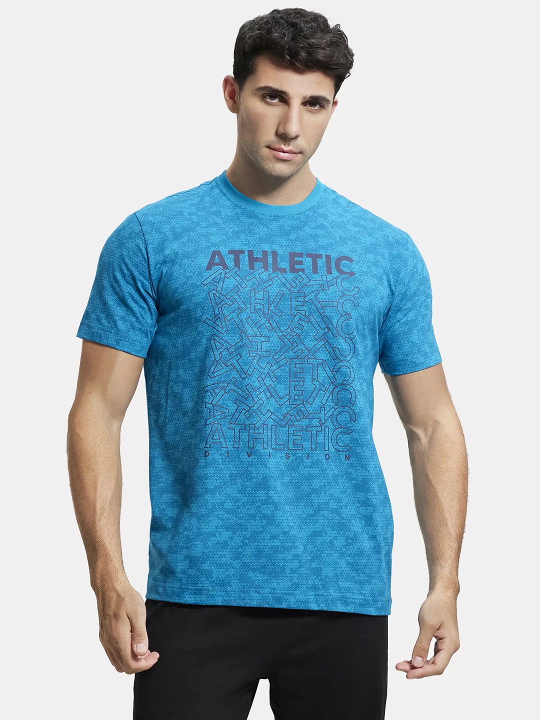 Jockey Men Typography Printed Lounge T-shirt, Blue