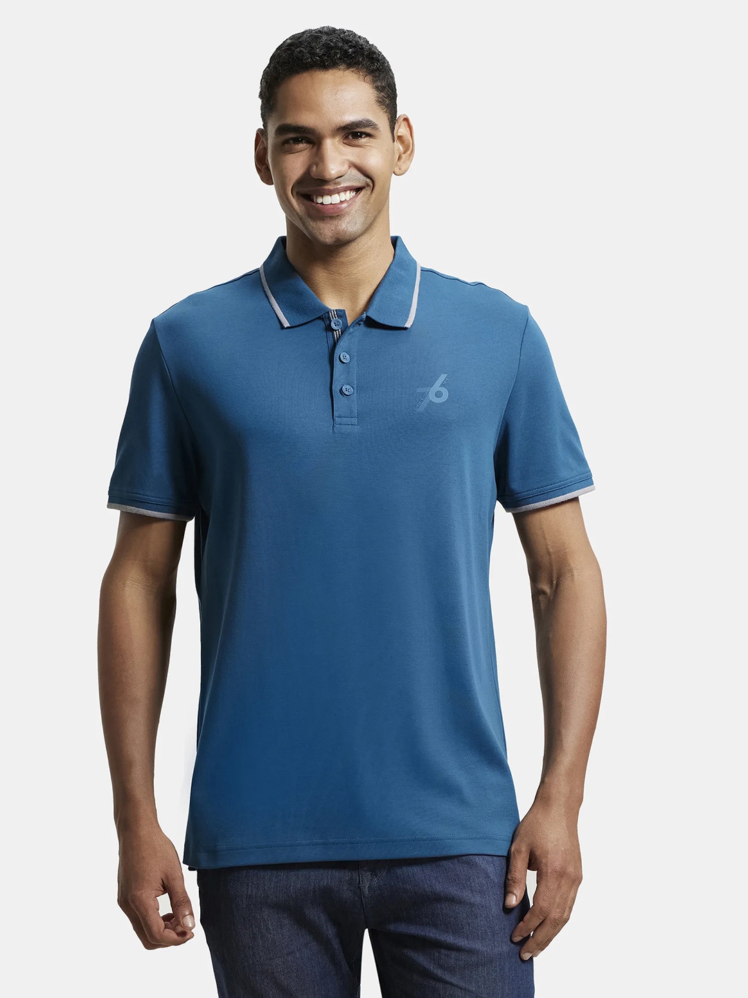 

Jockey Super Combed Cotton Rich Solid Half Sleeve Polo T-shirt-3911, Blue