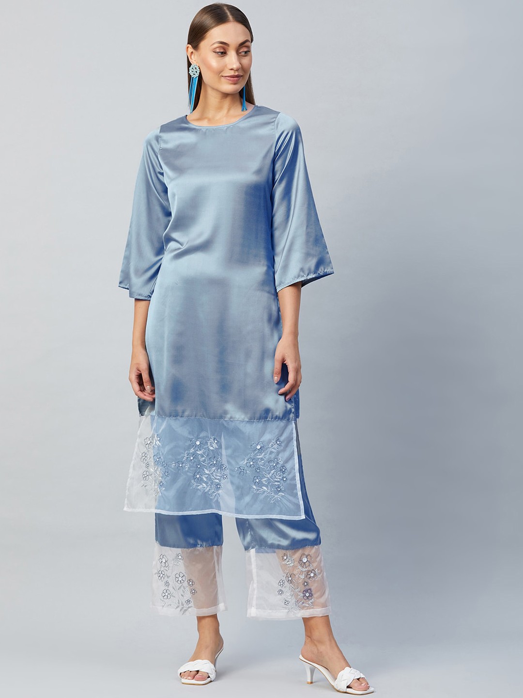 

Athena Women Blue Regular Kurta with Palazzos