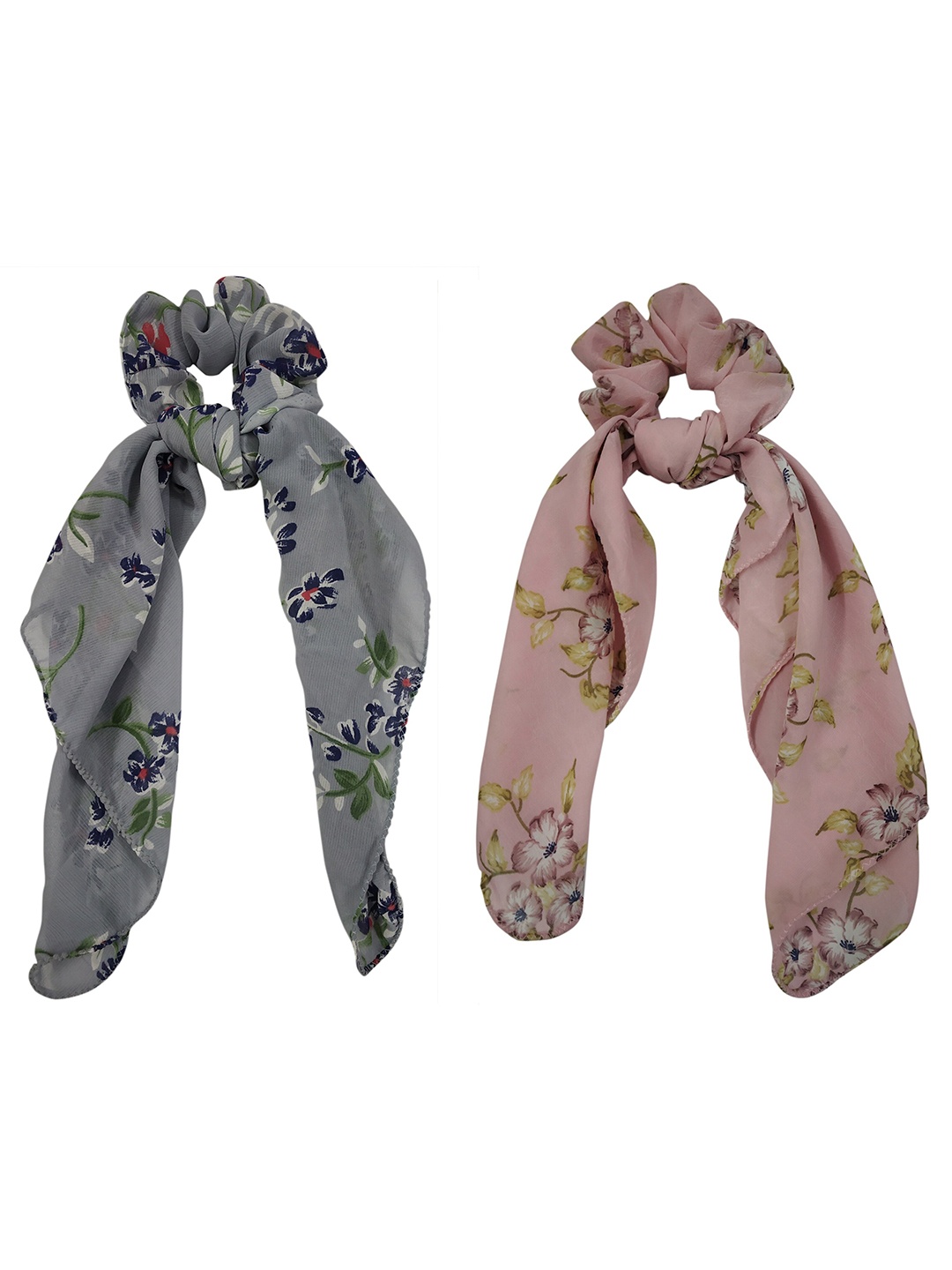 

ONE on ONE Women Grey & Pink Set of 2 Ponytail Holders