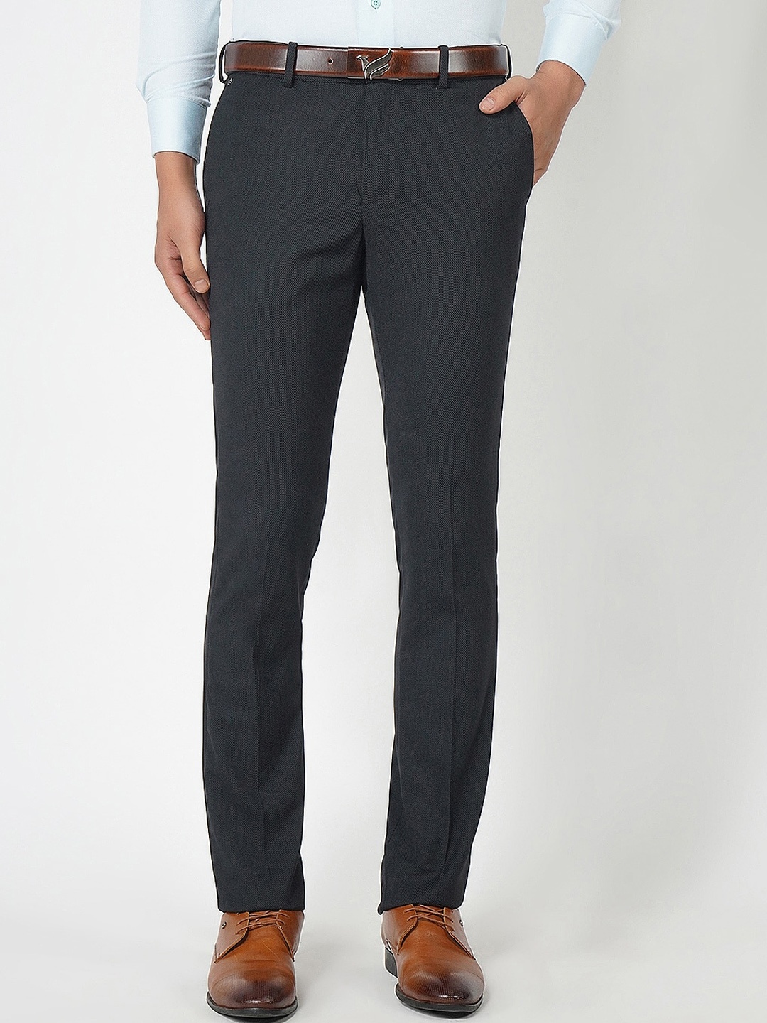 

Blackberrys Men Grey B-95 Slim Fit Formal Trousers
