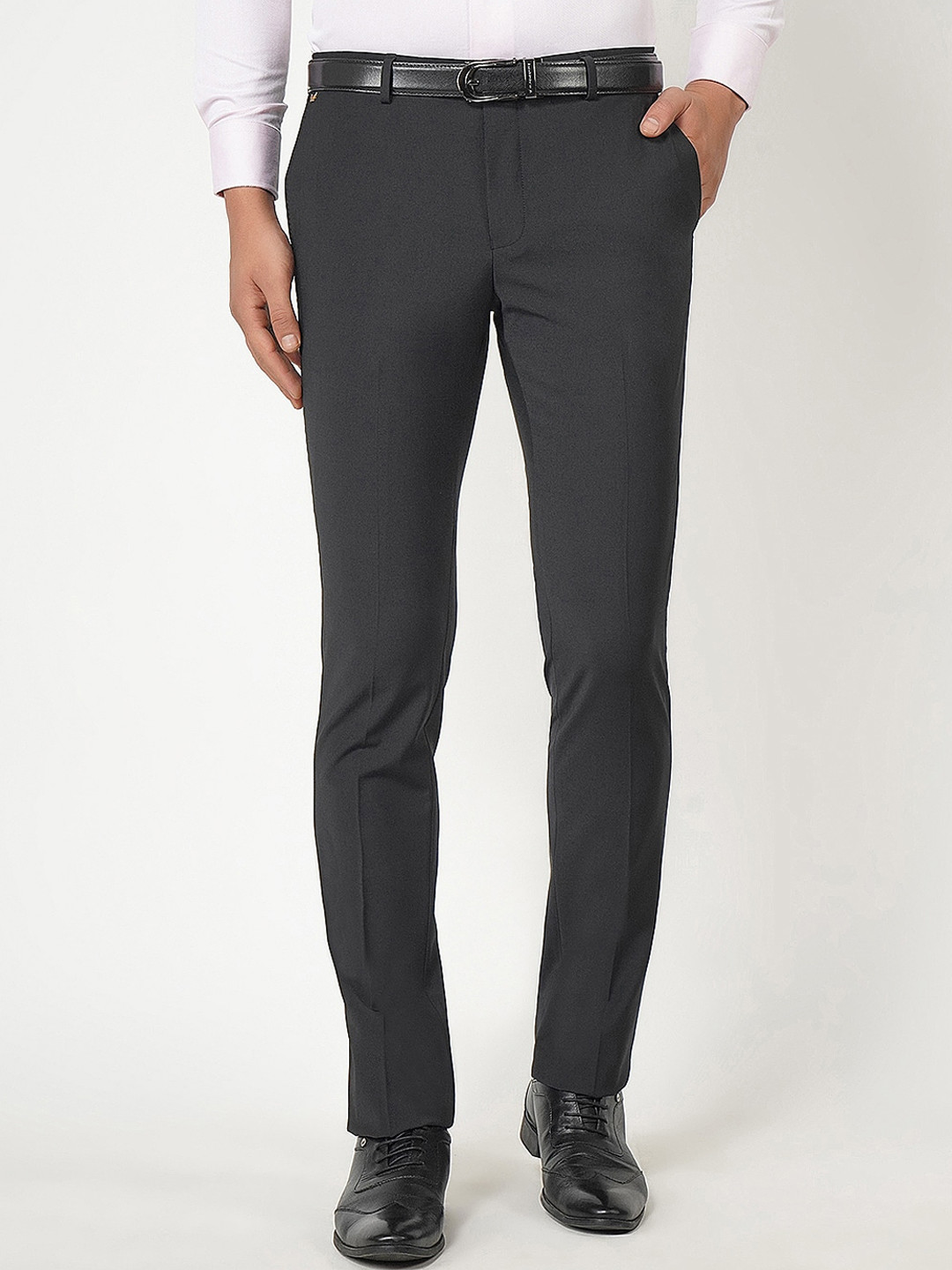 

Blackberrys Men Charcoal B-95 Slim Fit Formal Trousers