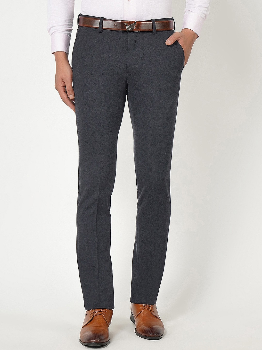 

Blackberrys Men Grey B-91 Skinny Fit Formal Trousers