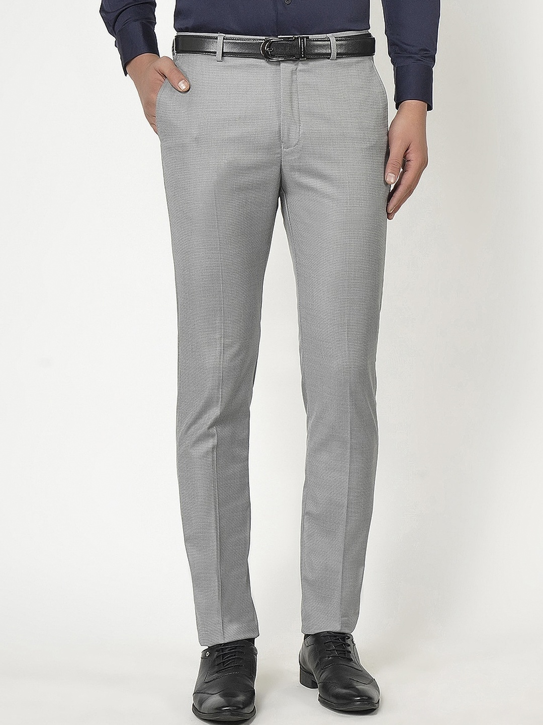 

Blackberrys Men Grey Solid Formal Arise Regular Fit Trousers