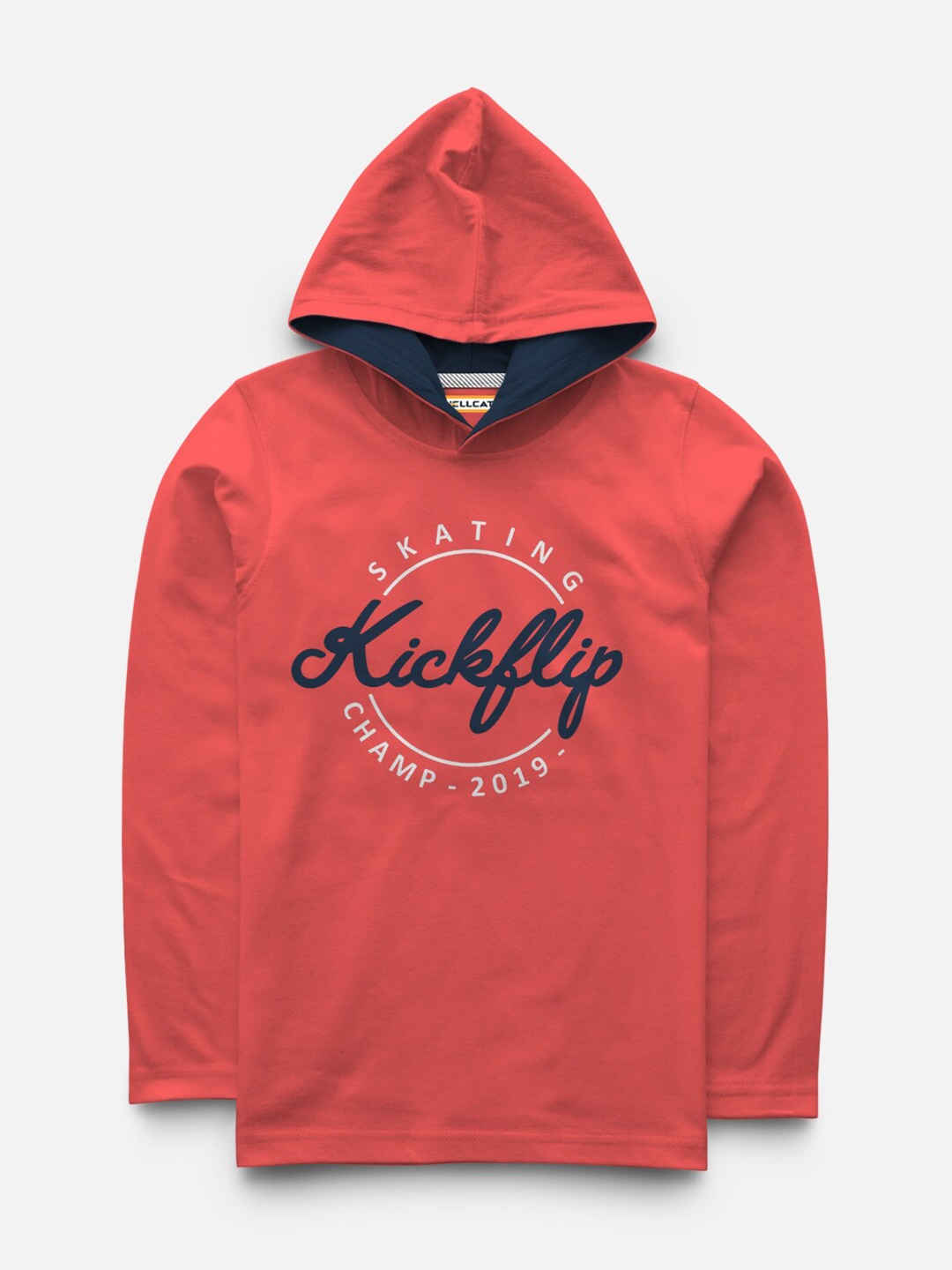 

HELLCAT Boys Red Printed Hooded T-shirt