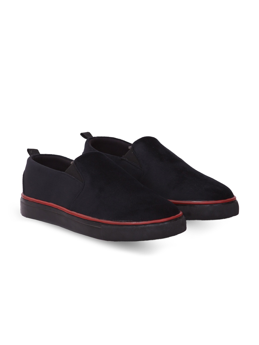 

EXTRIMOS Men Black Suede Slip-On Sneakers