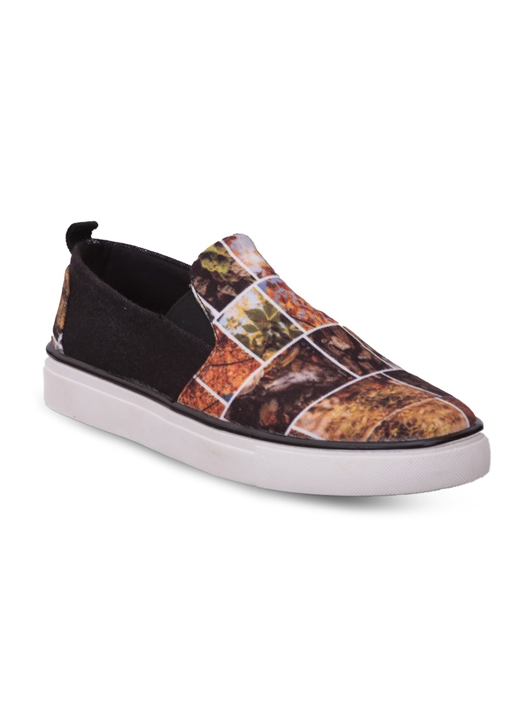 

EXTRIMOS Men Black & Brown Printed Slip-On Sneakers