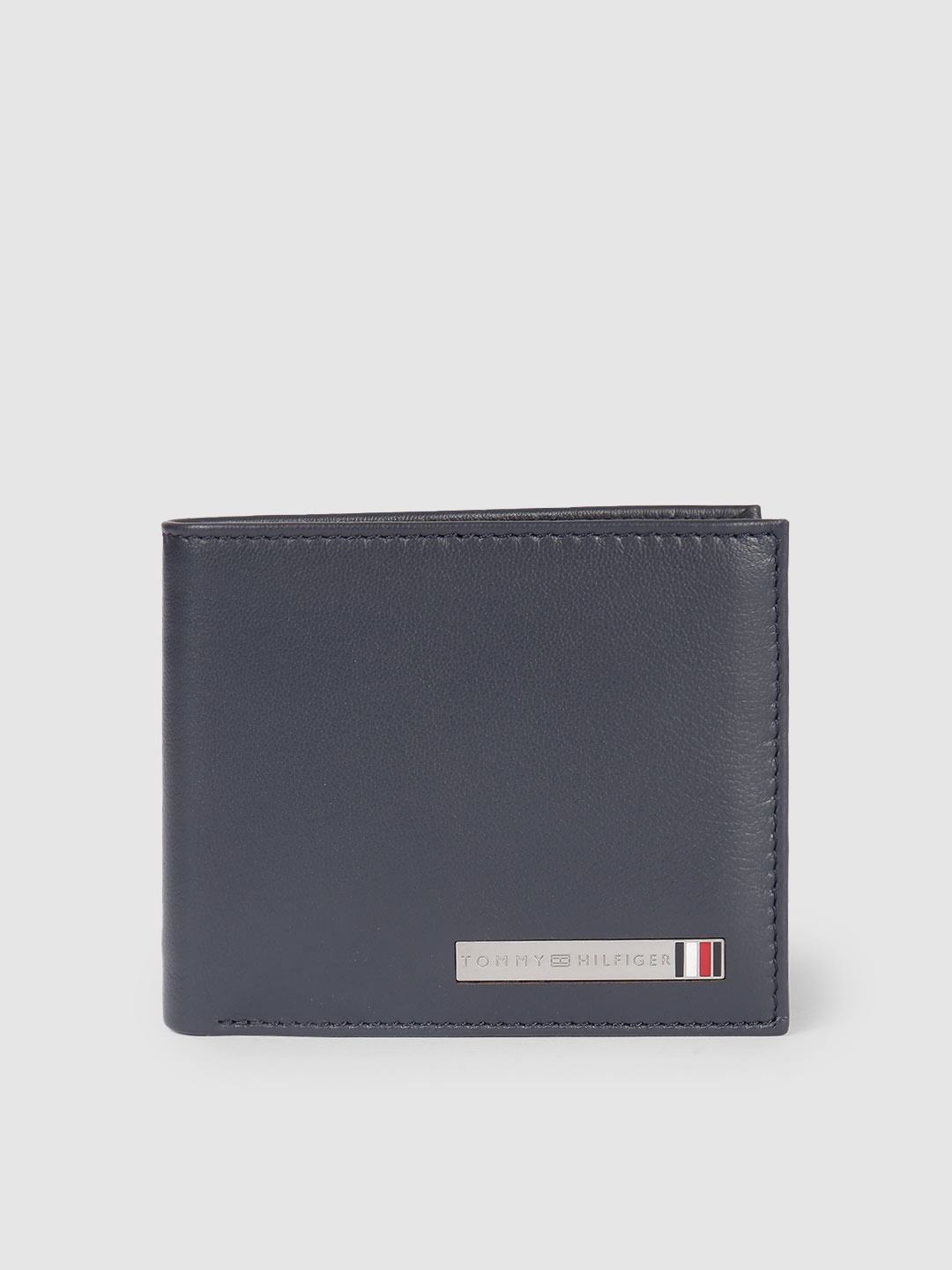 

Tommy Hilfiger Men Navy Blue Solid Leather Two Fold Wallet