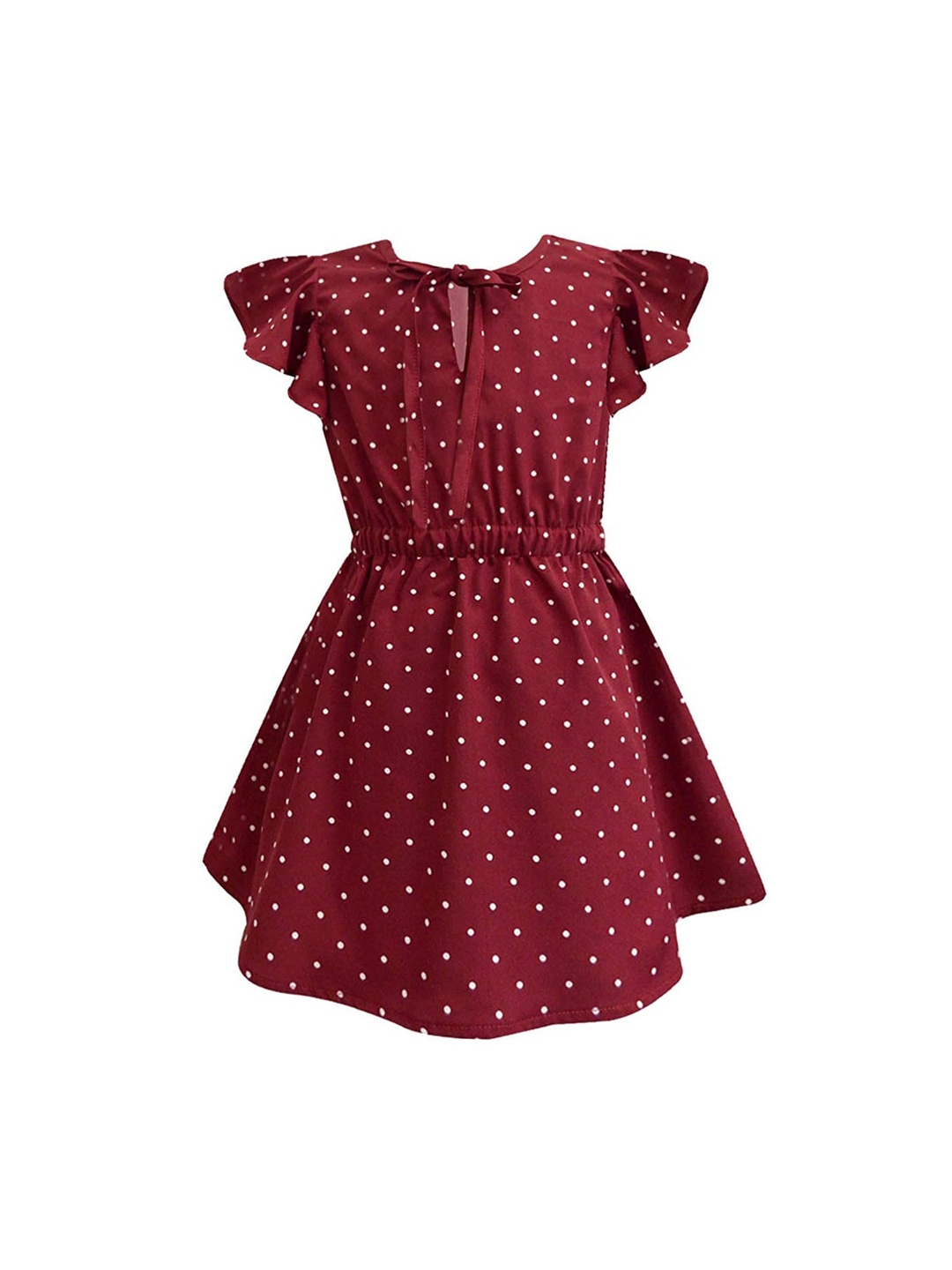 

A.T.U.N. Girls Maroon & White Printed Tie-Up Neck Dress