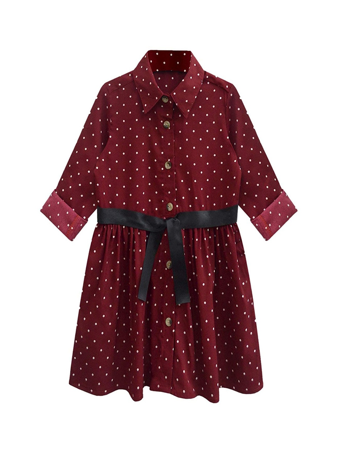 

A T U N Maroon Shirt Dress