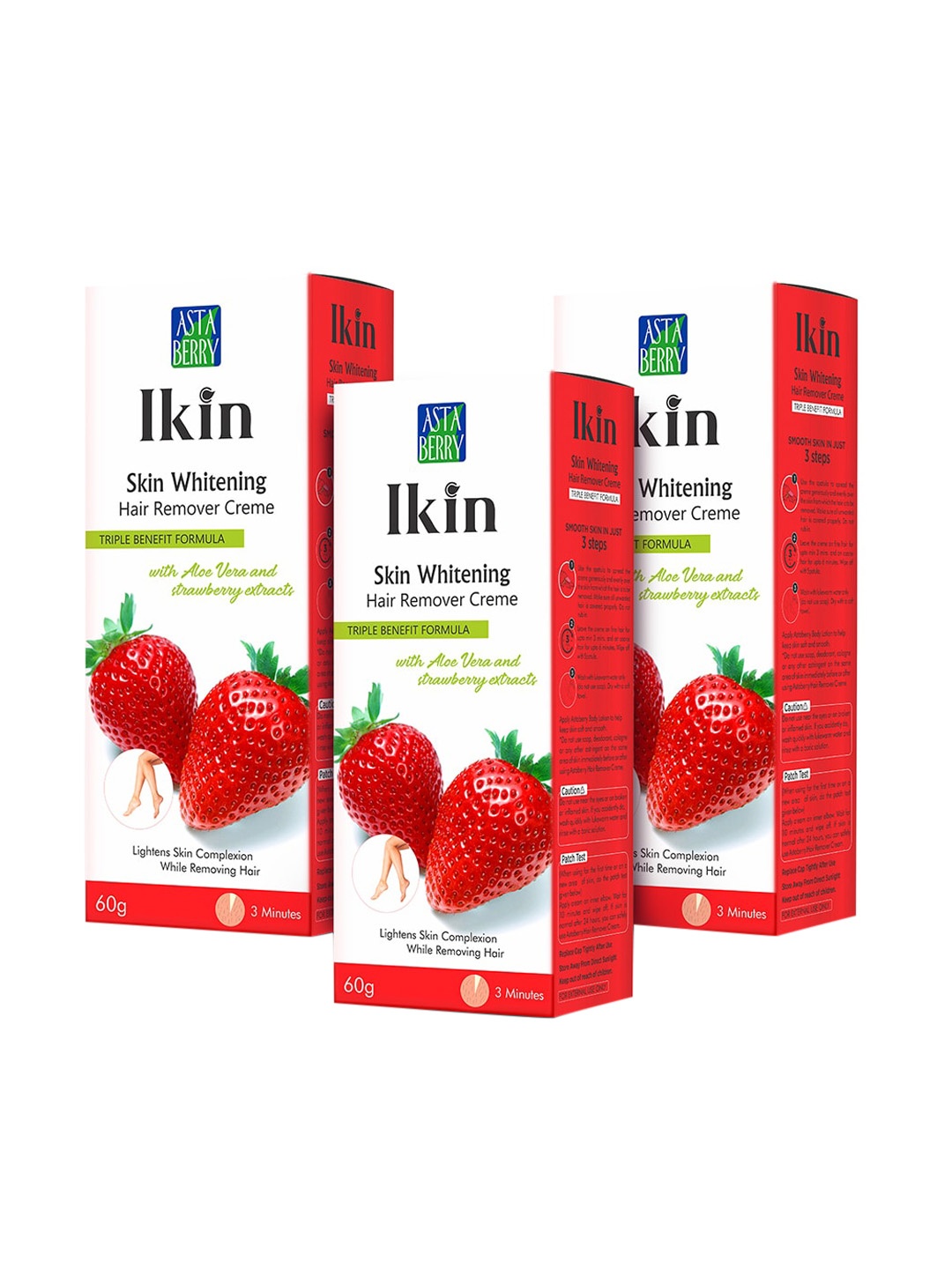 

Ikin Pack of 3 Skin Whitening Hair Removal Cream, Red