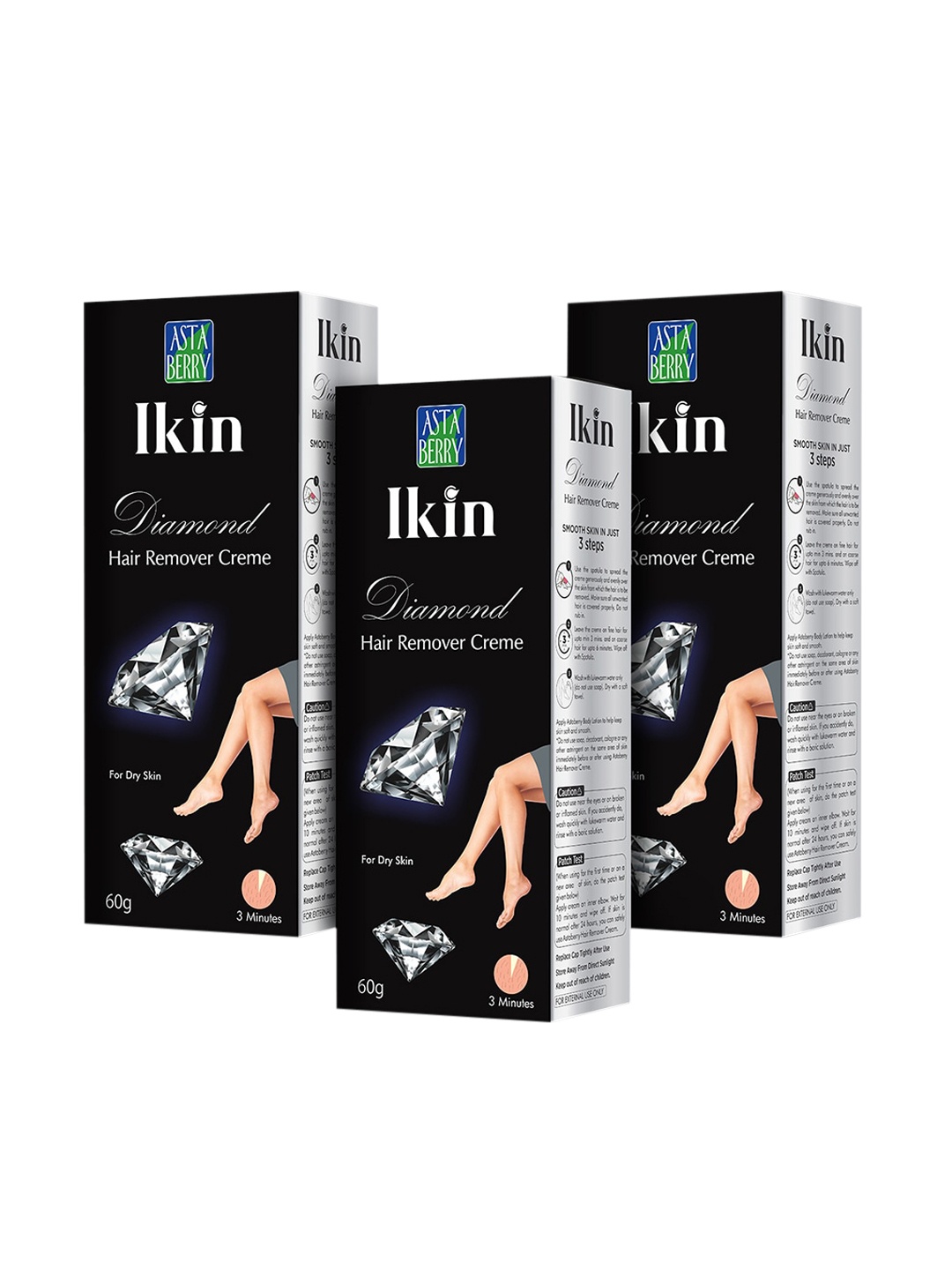 

Ikin Women Pack Of 3 Diamond Hair Remover Cream 60 gm Each, Black