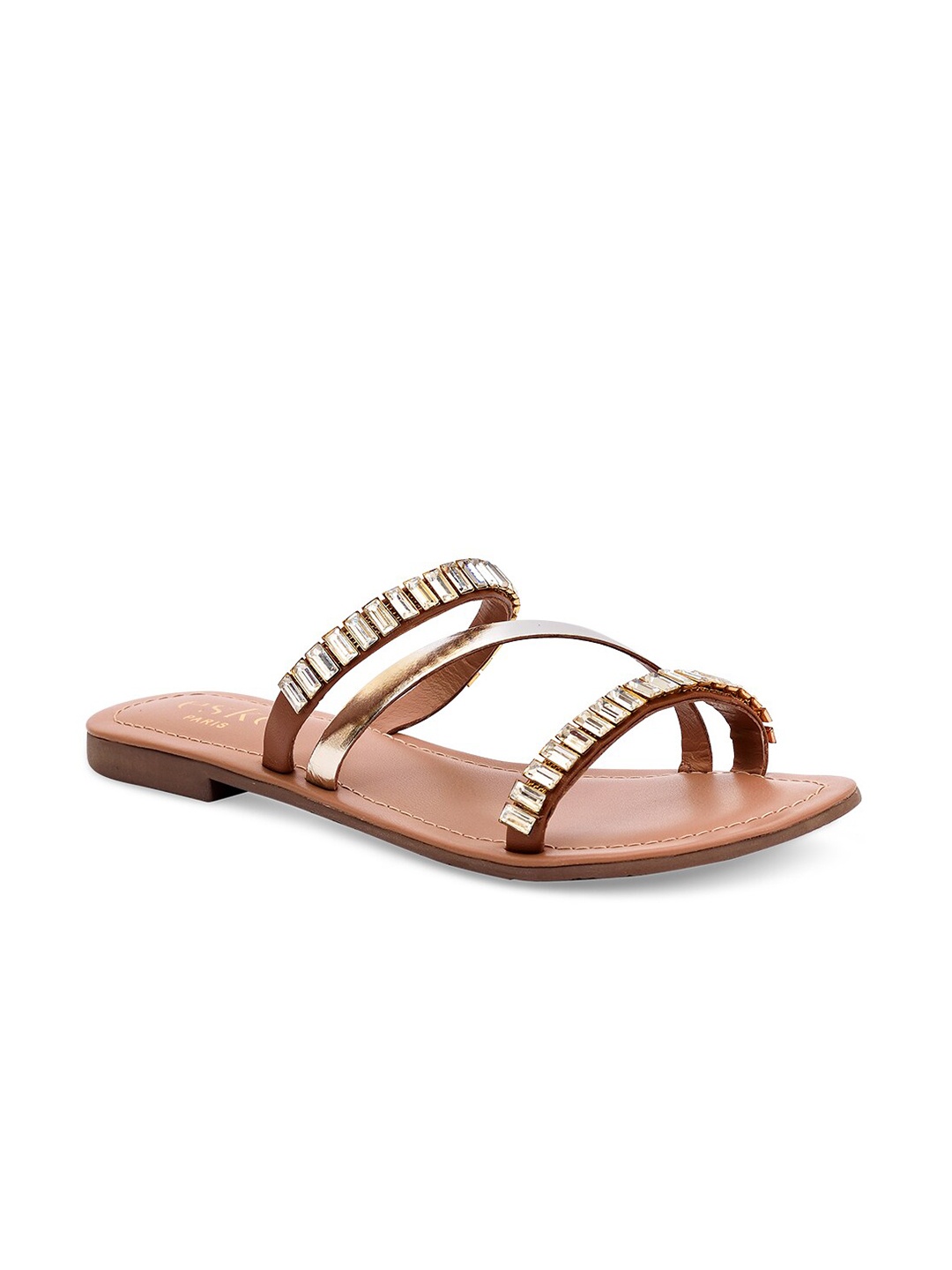 

Eske Women Gold-Toned Open Toe Flats