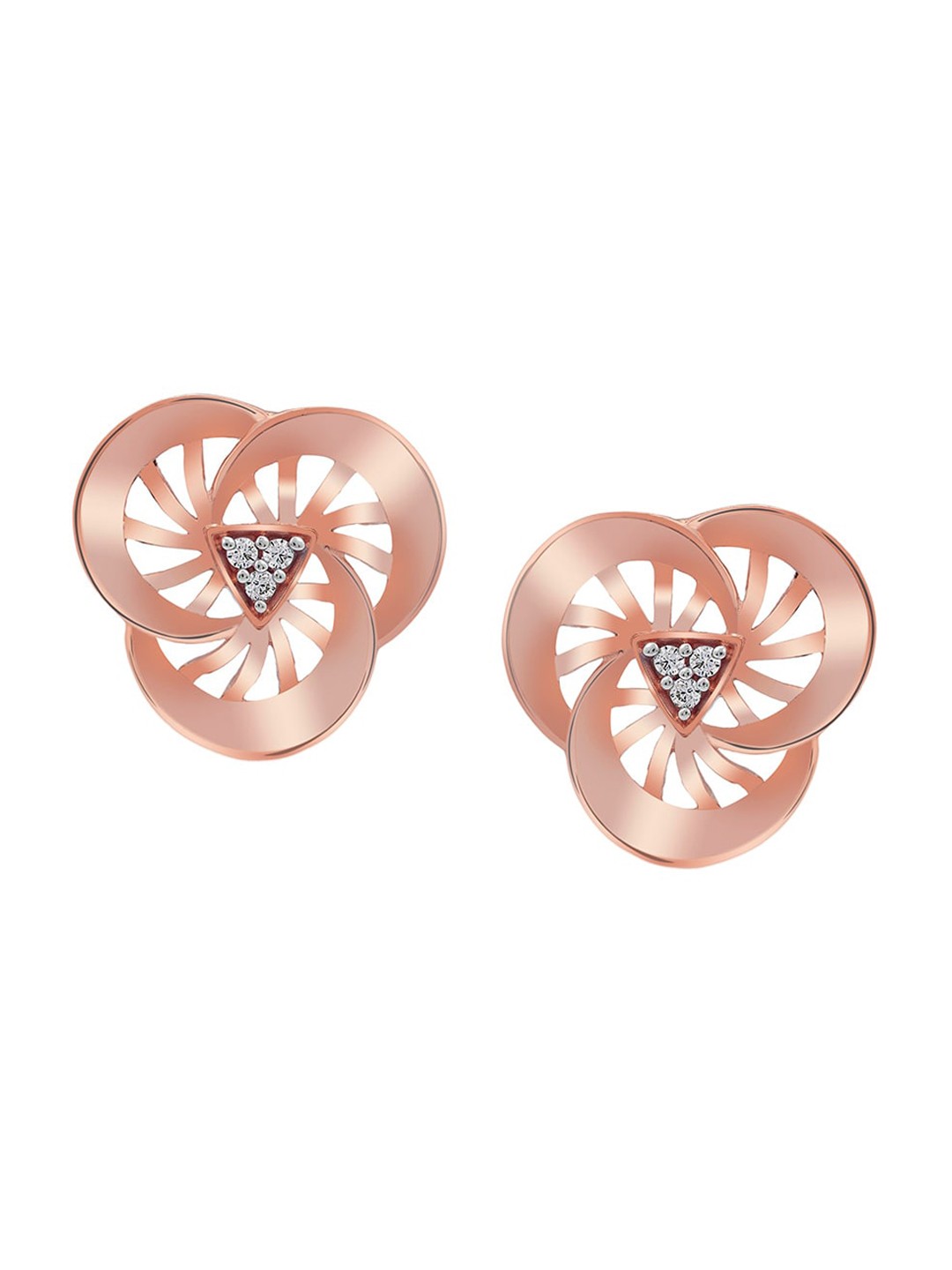 

LA SOULA Rose Gold-Plated & White 925 Sterling Silver Geometric Studs Earrings