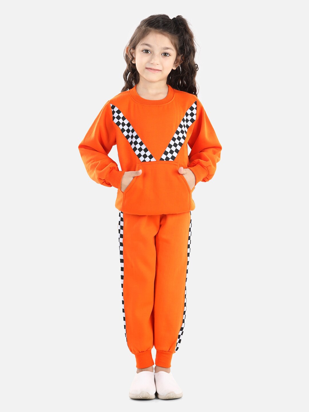

Cutiekins Girls Orange & White Sweatshirt with Trousers
