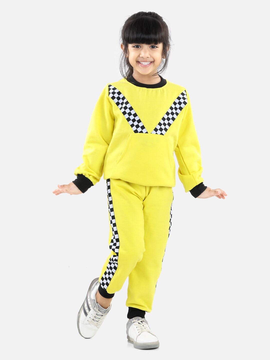 

Cutiekins Girls Yellow & White Sweatshirt with Trousers