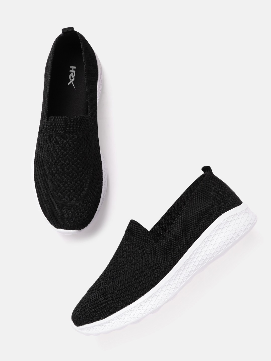 

HRX by Hrithik Roshan Women Black Woven Design Soft Walk Series 2.0 Socks Shoes