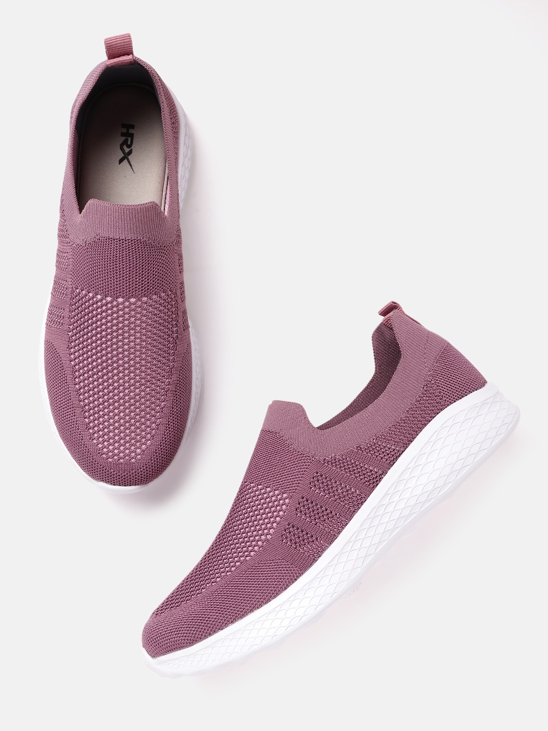 

HRX by Hrithik Roshan Women Mauve Woven Design Soft Walk Series 2.0 Socks Shoes