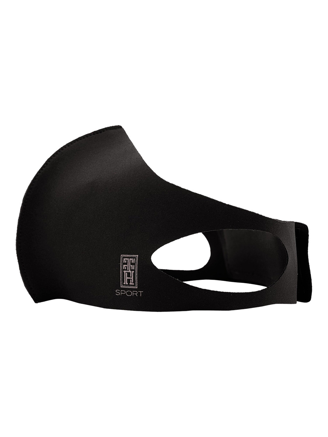 

The Tie Hub Unisex Black Solid 1-Ply Reusable Neo Sports Cloth Mask With Band