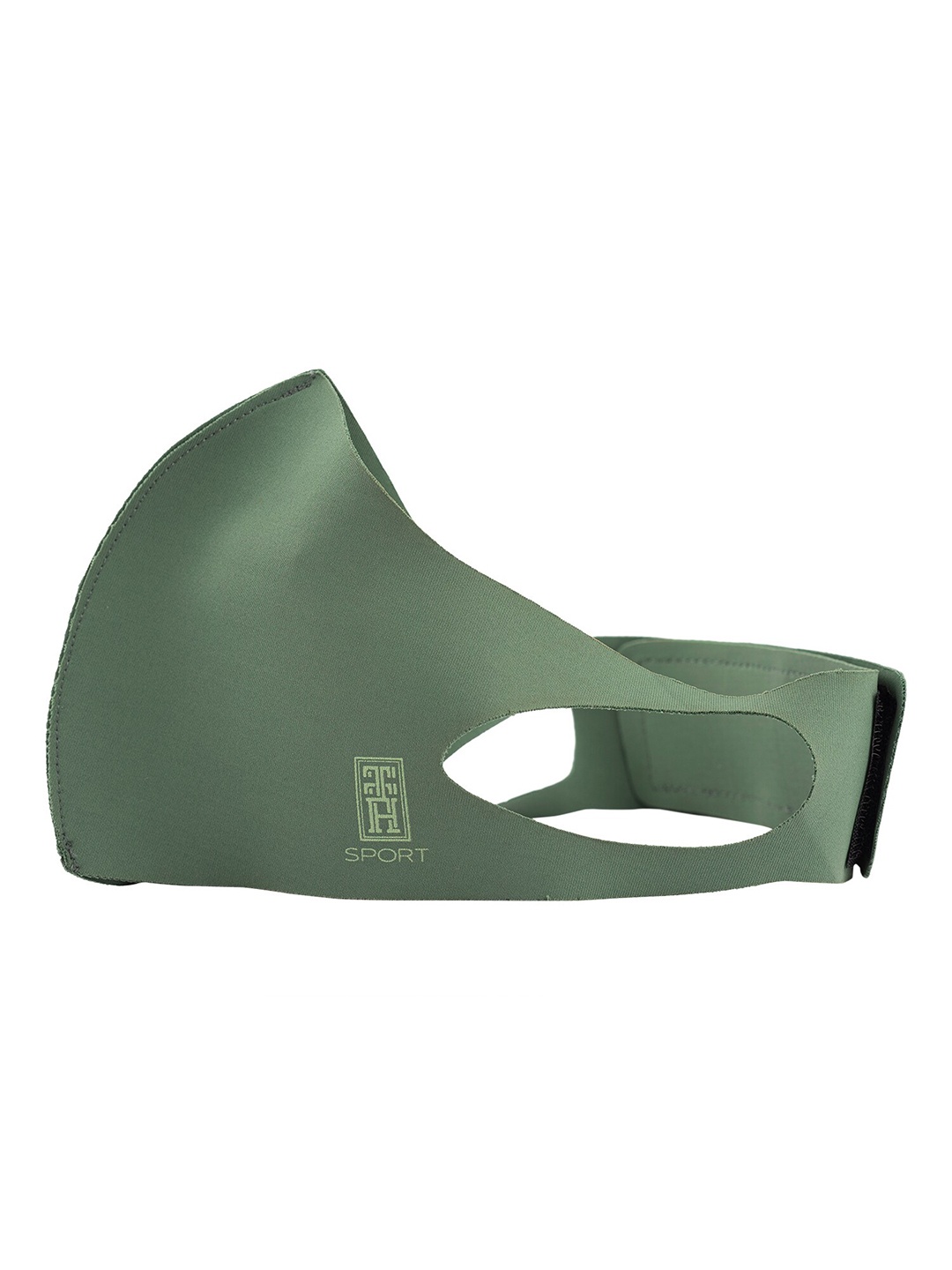 

The Tie Hub Adults Olive-Green Solid 1-Ply Reusable Neo Sports Mask With Band Large