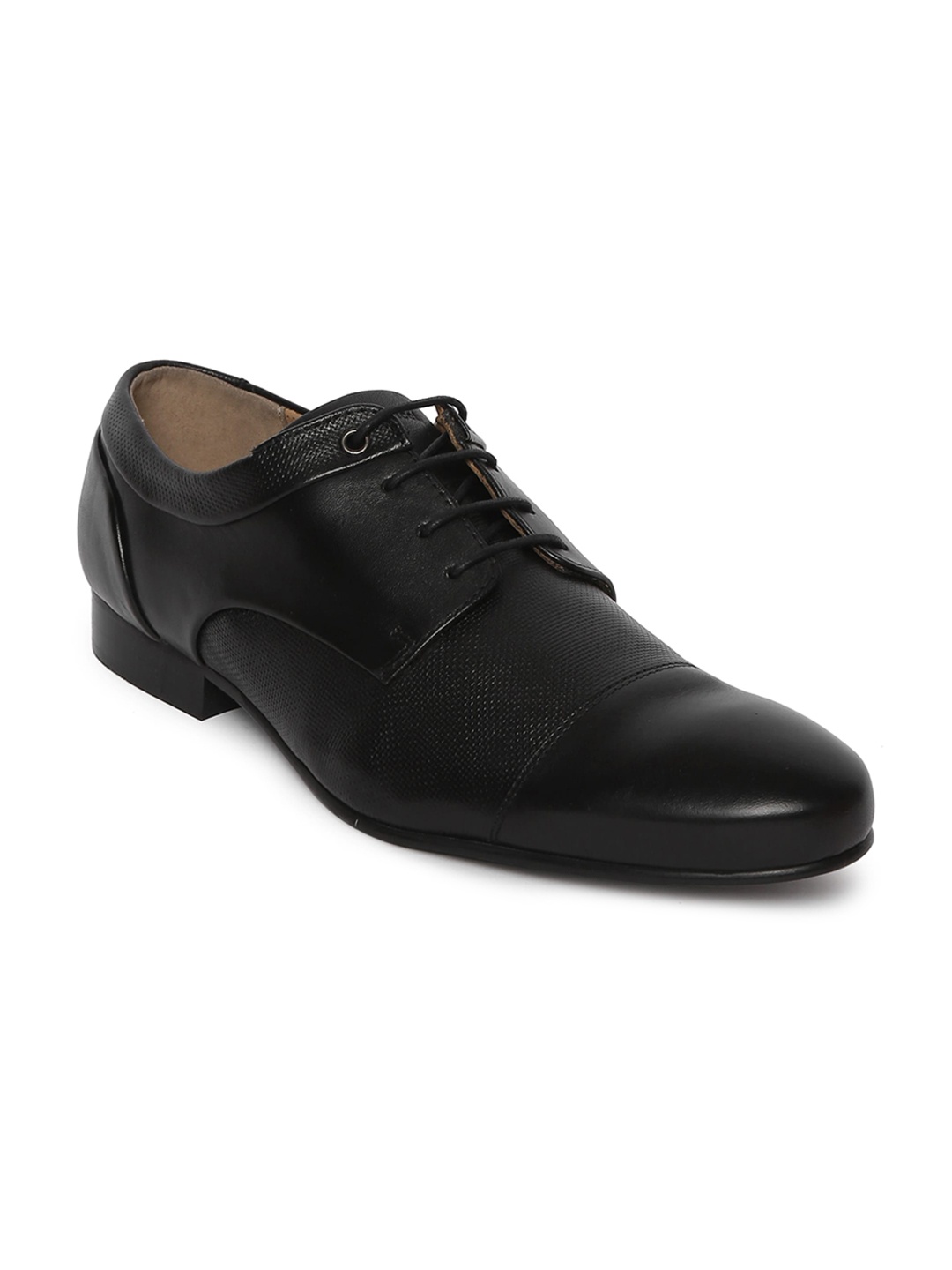 

GABICCI Men Black Textured Leather Formal Derbys