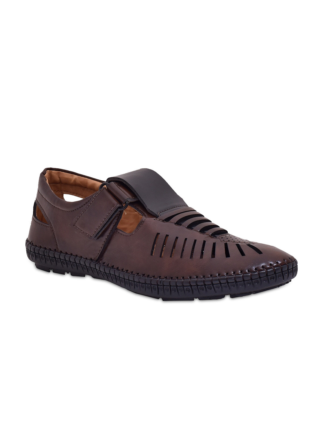 

OLIVE MIST Men Brown PU Shoe-Style Sandals