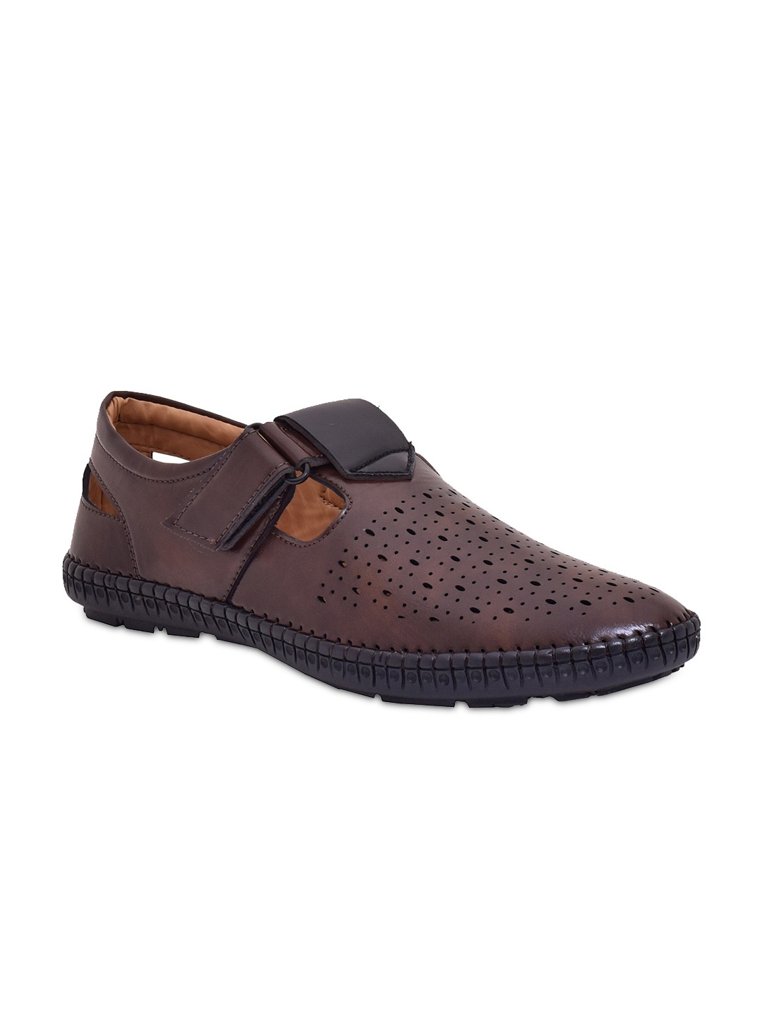 

OLIVE MIST Men Brown PU Shoe-Style Sandals