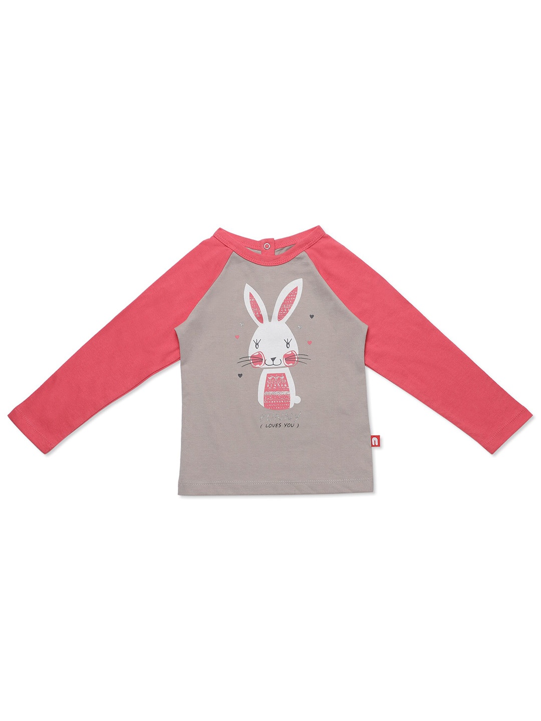 

Nino Bambino Unisex Kids Grey Typography Printed Organic Cotton Applique T-shirt