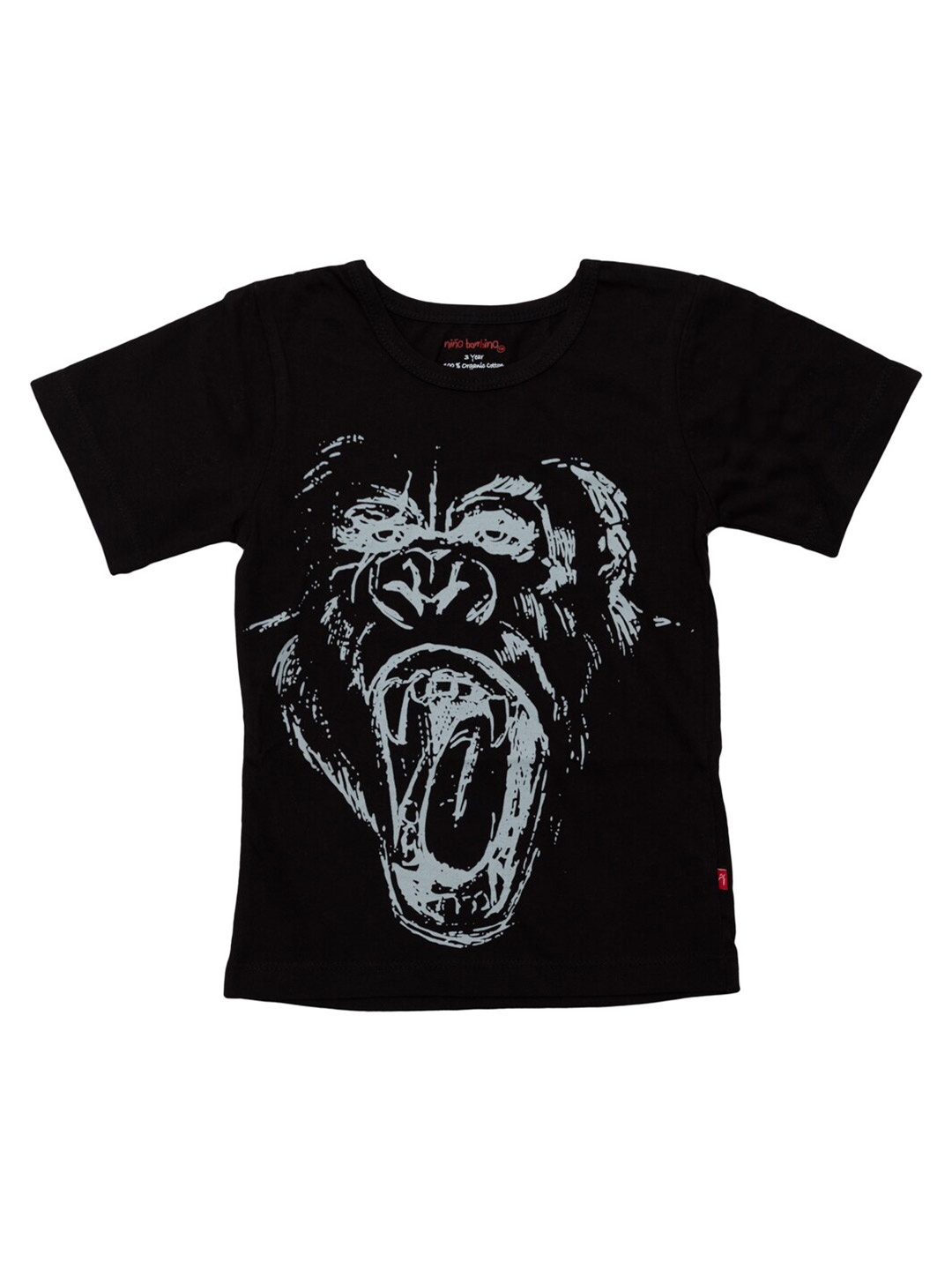 

Nino Bambino Kids Black & Grey Printed Pure Organic Cotton T-shirt
